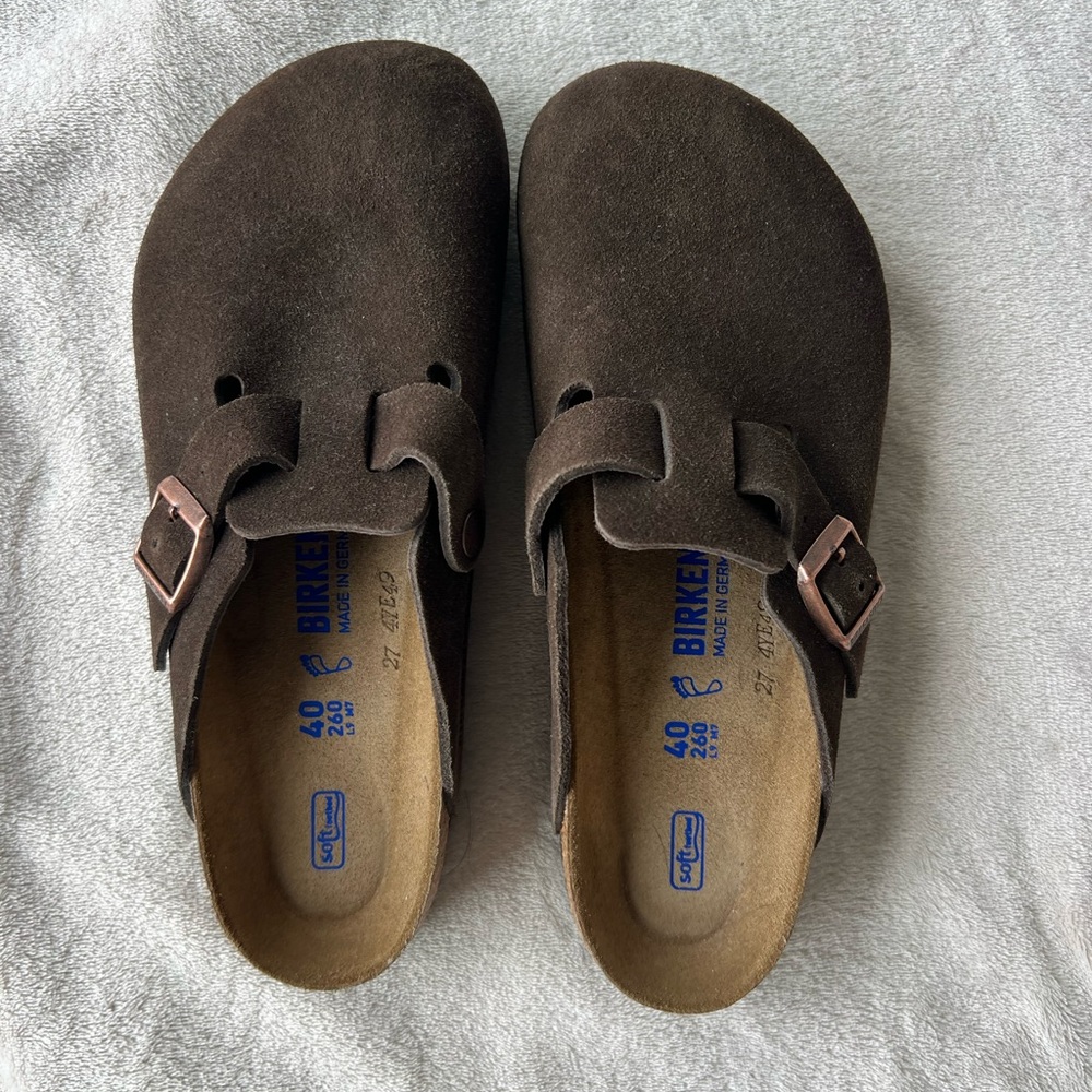 Birkenstock Dark Brown Suede Slip-Ons